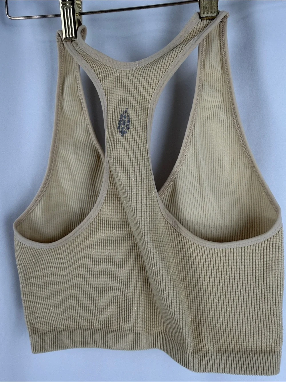 Free People Ribbed Metallic Shimmer Racerback Bralette Crop Top